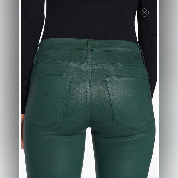 Frame Le High Waist Coated Step Hem Ankle Straight Leg Jeans, Pine - 28 - Picture 5 of 12